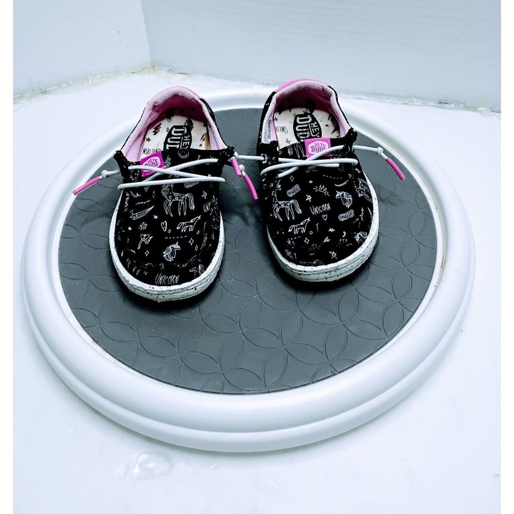 Hey Dude Wendy Toddler Unicorn Shoes Black/Pink K8 EU 25 Lightweight Casual Canv